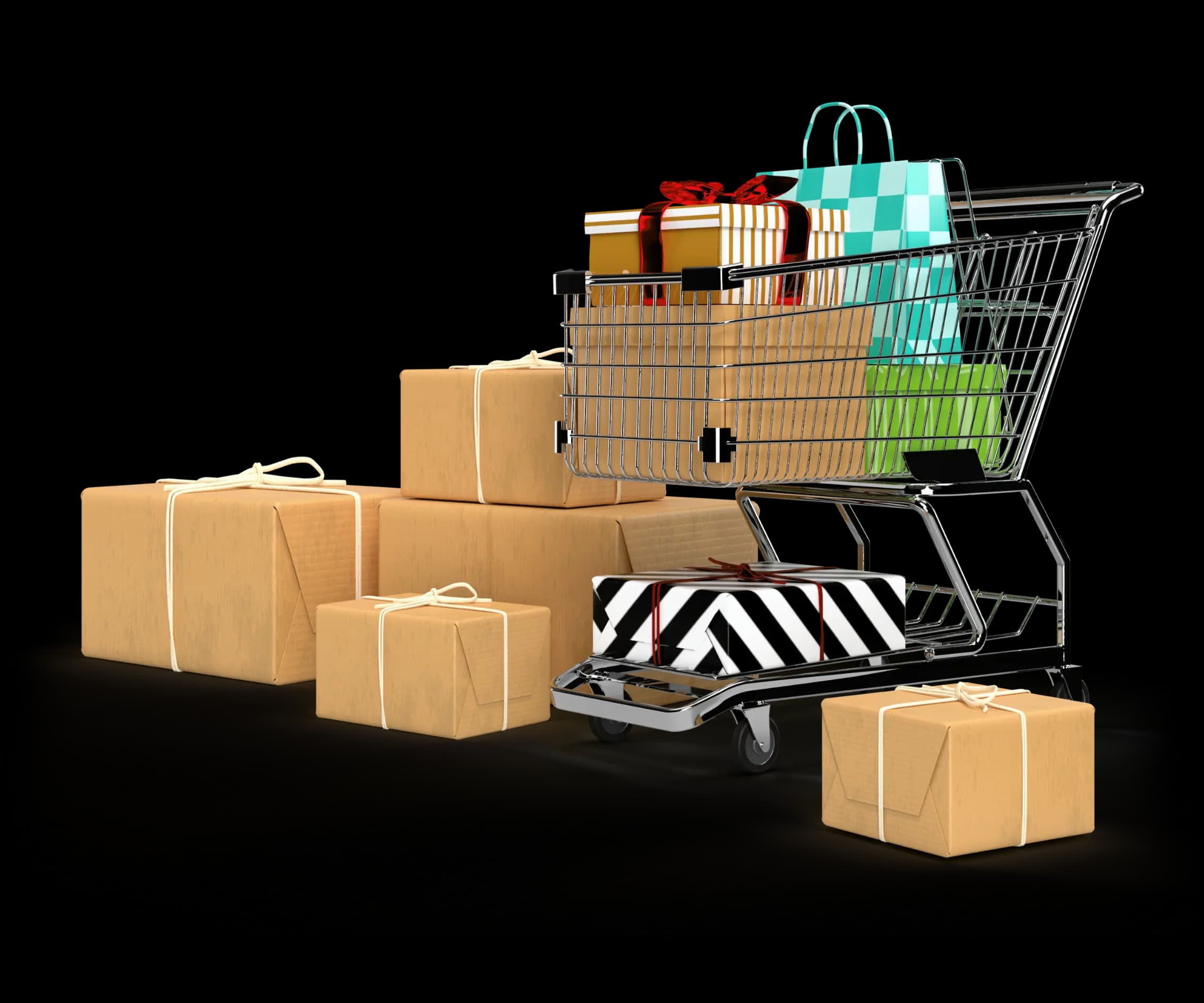 Shopping Cart with Packages